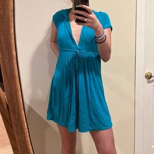 Bright teal beach cover up